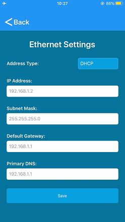 Ethernet settings
