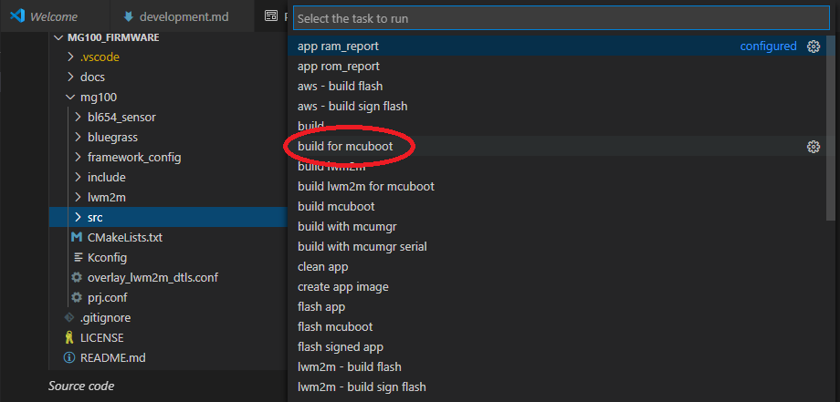 Run build task