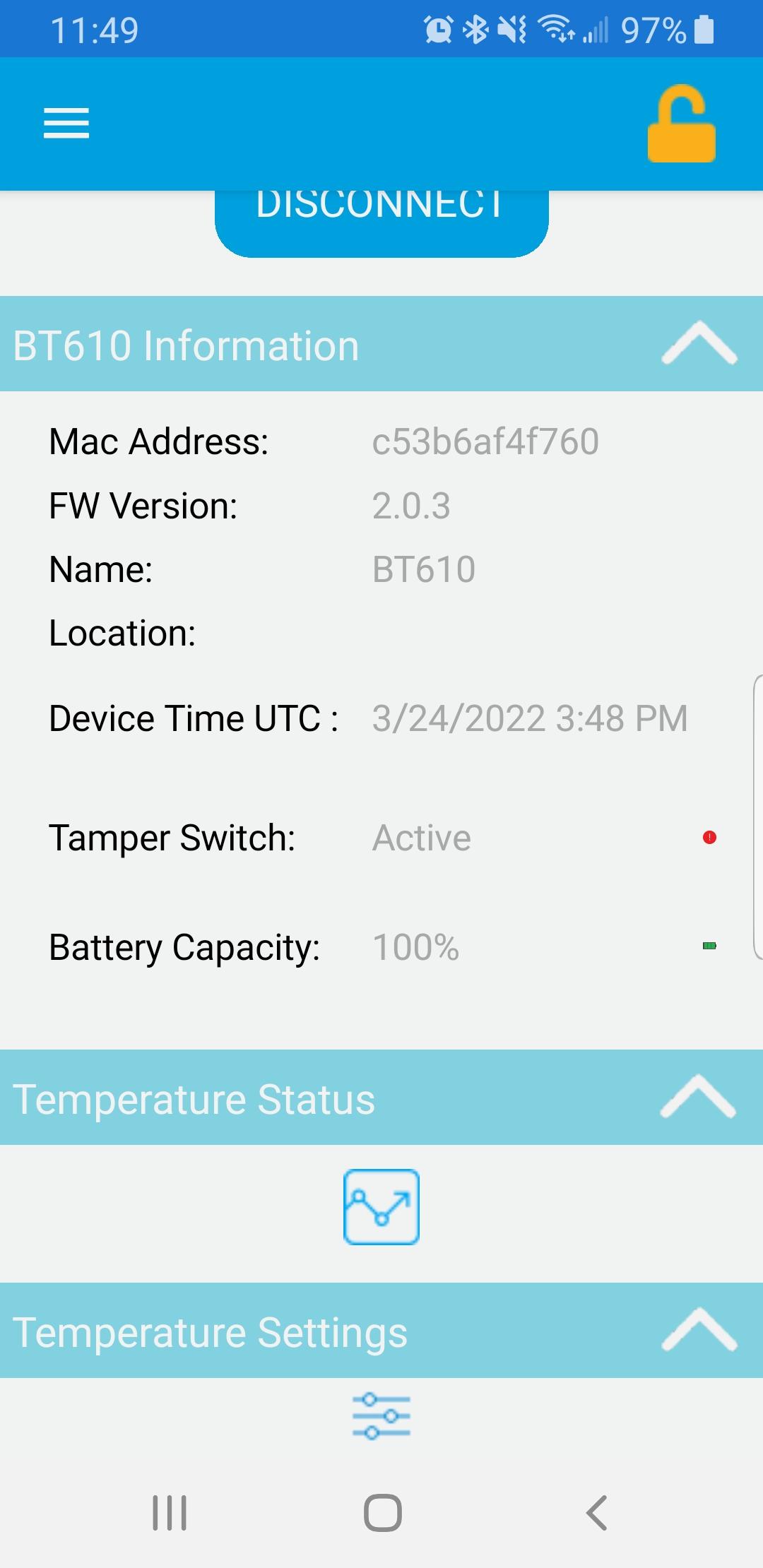 Temperature Status Button