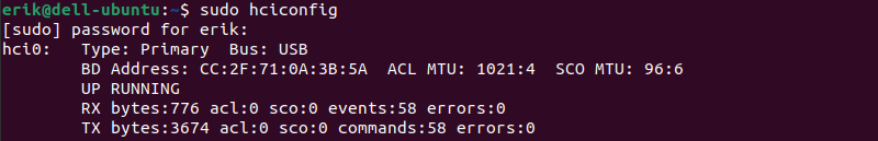 sudo hciconfig